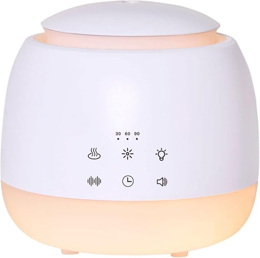 Sleep Sound Machine with Diffuser,Aromatherapy Essential Oil White Noise Machine,Mist Humidifier with 7 LED Color Lights,10 Soothing Sounds,Night Light,Timer, Waterless Auto Shut off(White)