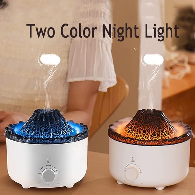 Essential Oil Diffusers 560ML,Cool Mist Humidifier Remote Control Ultrasonic Diffuser Flame Volcano with Jellyfish Shaped Spray for Bedroom, Living Room, Office, Spa and Yoga Room