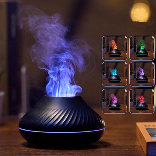 Simulation Flame Aromatherapy Machine USB Small appliance Air Humidifier Colorful Flame Aromatherapy Machine (black)