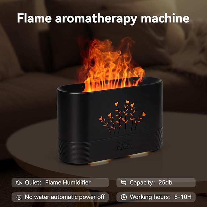 Upgraded RGB 300ML Flame Diffuser, Remote Control Flame Humidifier, fire Diffuser 300ML Capacity for Large Rooms, Ultra Quiet Air Diffuser for Home Office Aromatherapy Diffuser…